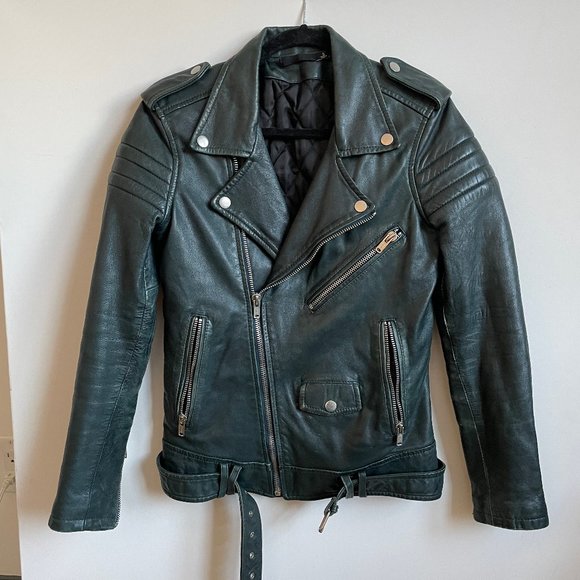 BLK DNM Emerald Blue Leather Jacket - Picture 1 of 5